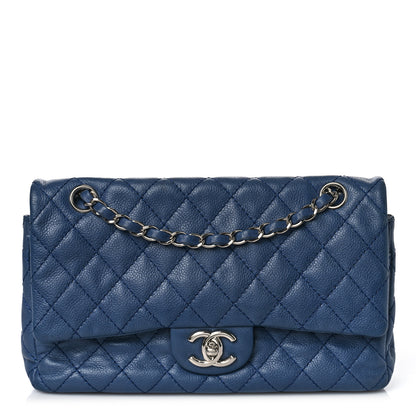 Chanel Washed Caviar Quilted Medium Double Flap Blue 1 of 10