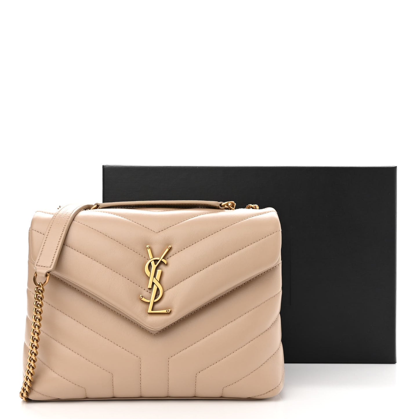 Calfskin Y Quilted Monogram Small Loulou Chain Satchel Dark Beige