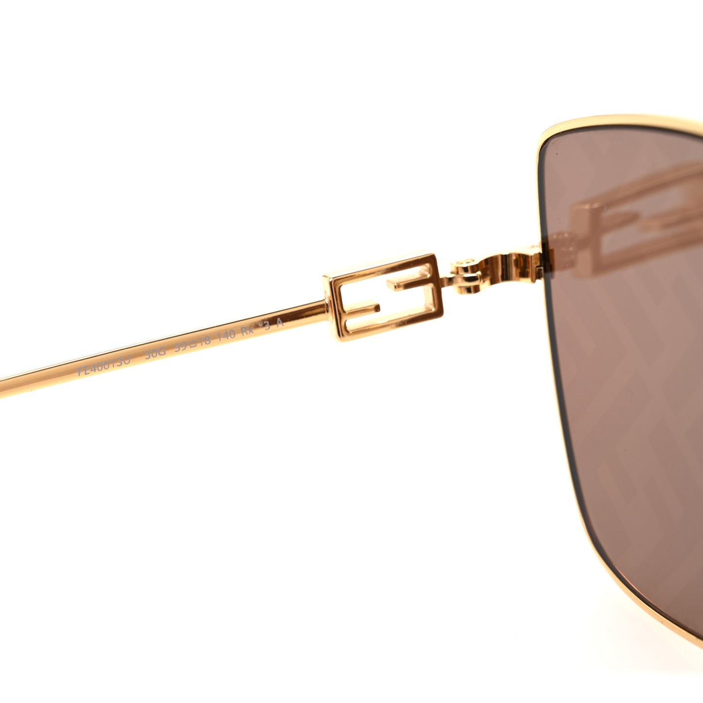 Metal Square Sunglasses FF40013U Gold Brown
