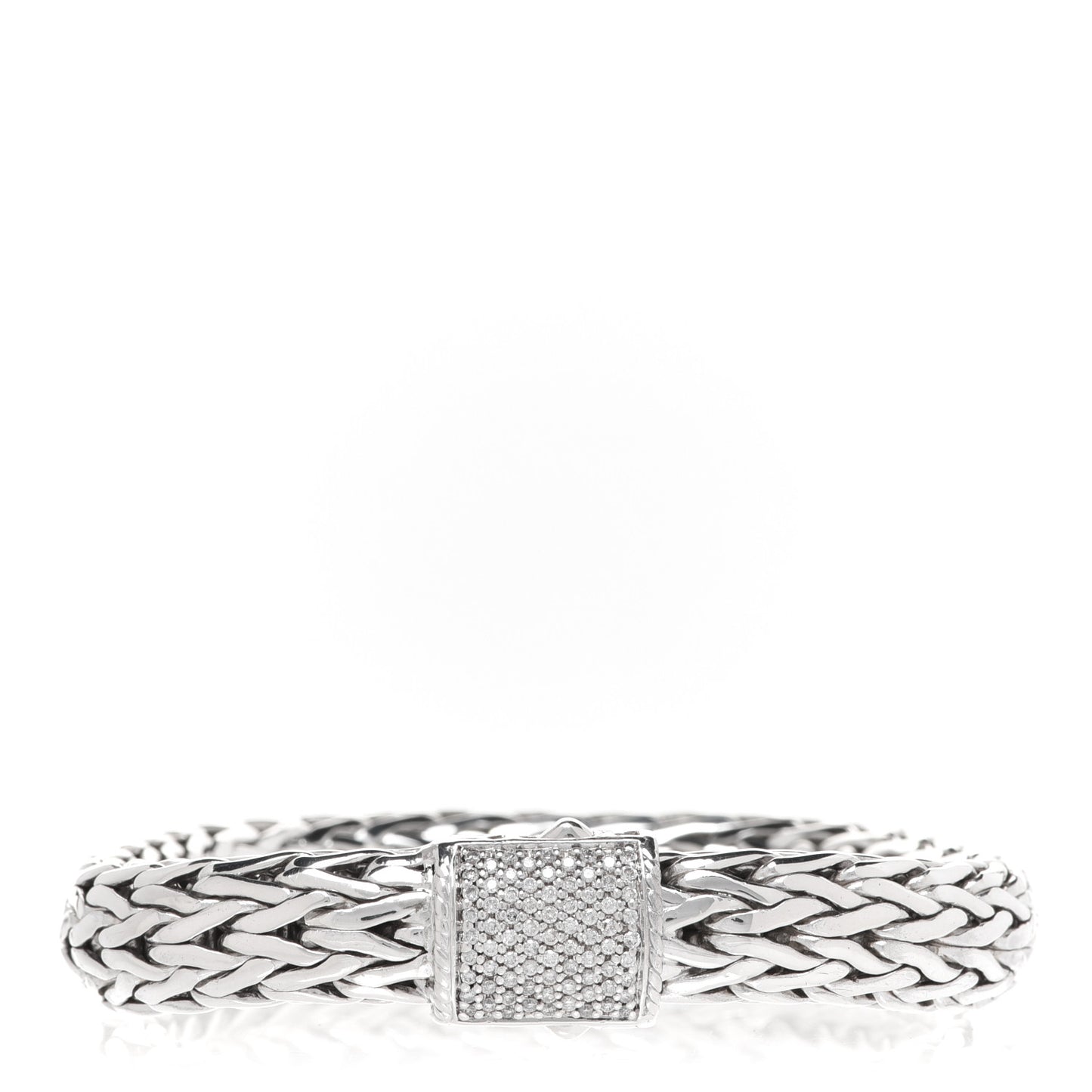 Sterling Silver 18K Yellow Gold Diamond 11mm Classic Chain Bracelet