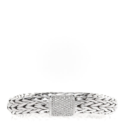 John Hardy Sterling Silver 18K Yellow Gold Diamond 11mm Classic Chain Bracelet 1 of 5