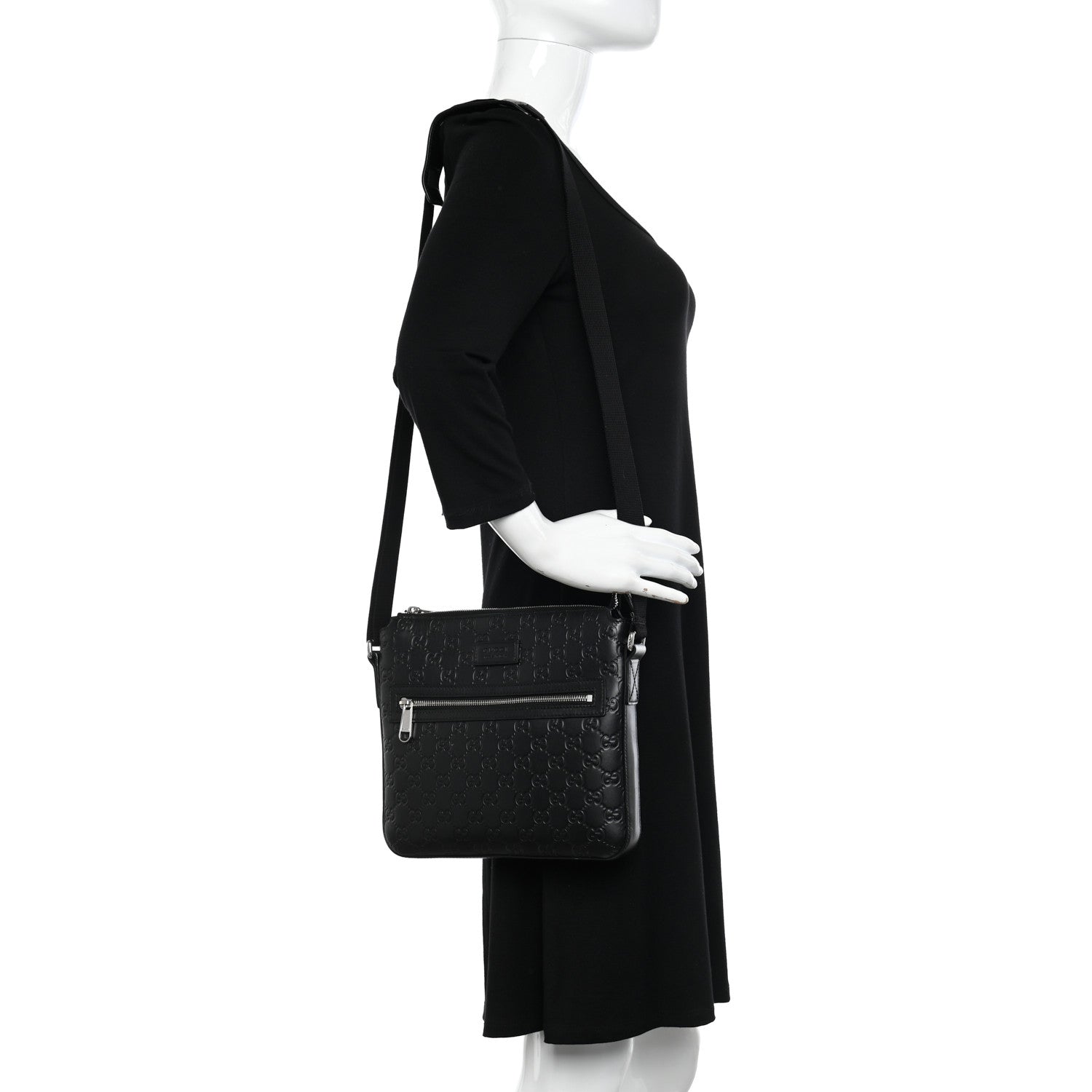 Gucci Guccissima Signature Small Messenger Bag Black 2 of 12