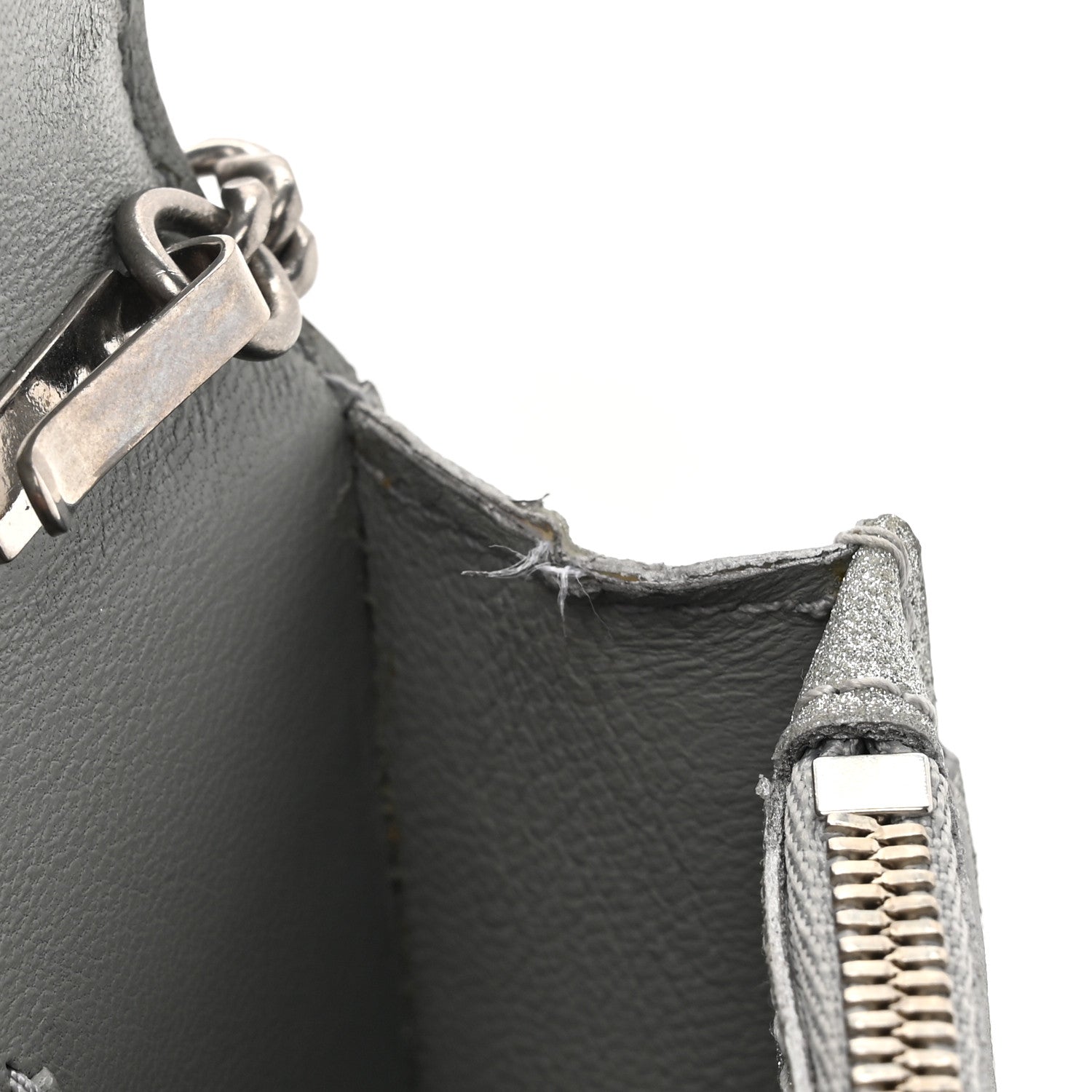 Balenciaga Sparkling Fabric XS Hourglass Wallet On Chain Silver 12 of 15