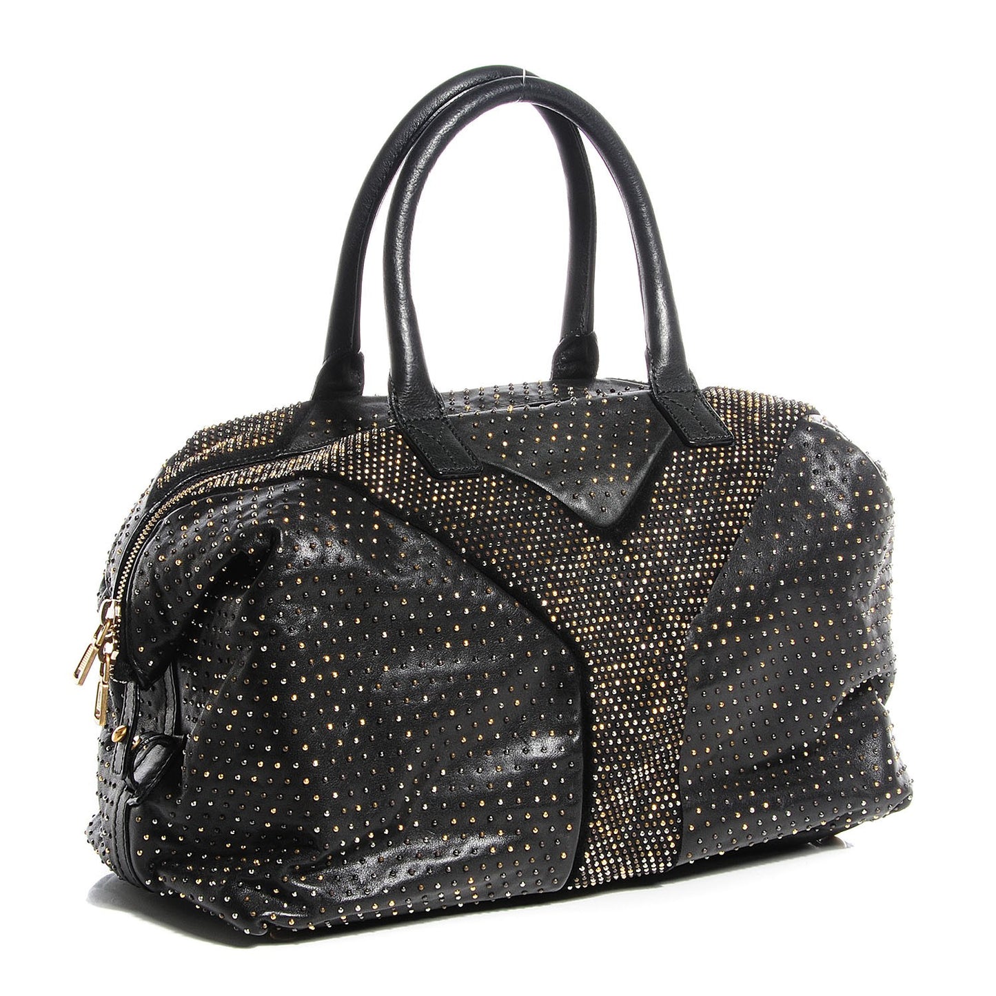 Calfskin Rock Studded Easy Sac Black
