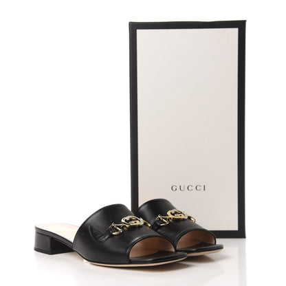 Gucci Malaga Kid Zumi Mid Heel Slide Sandals 38.5 Black 10 of 10