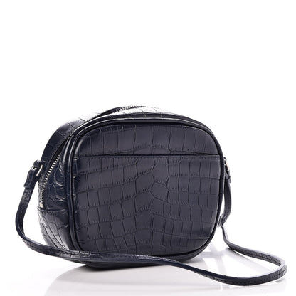 Saint Laurent Calfskin Crocodile Embossed Monogram Blogger Bag Medium Blue 4 of 9