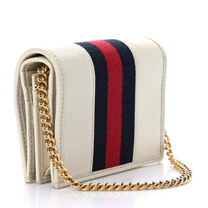 Gucci Calfskin Web Rajah Chain Card Case Wallet White 3 of 8