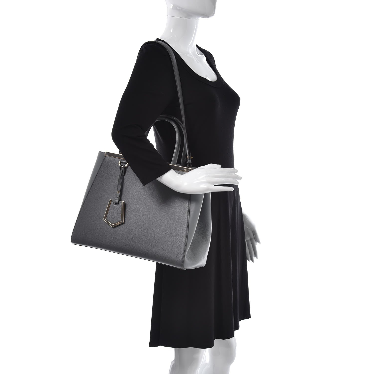 Fendi Vitello Elite Flamingo Regular 2Jours Tote Grigio Grigio Chiaro 2 of 7