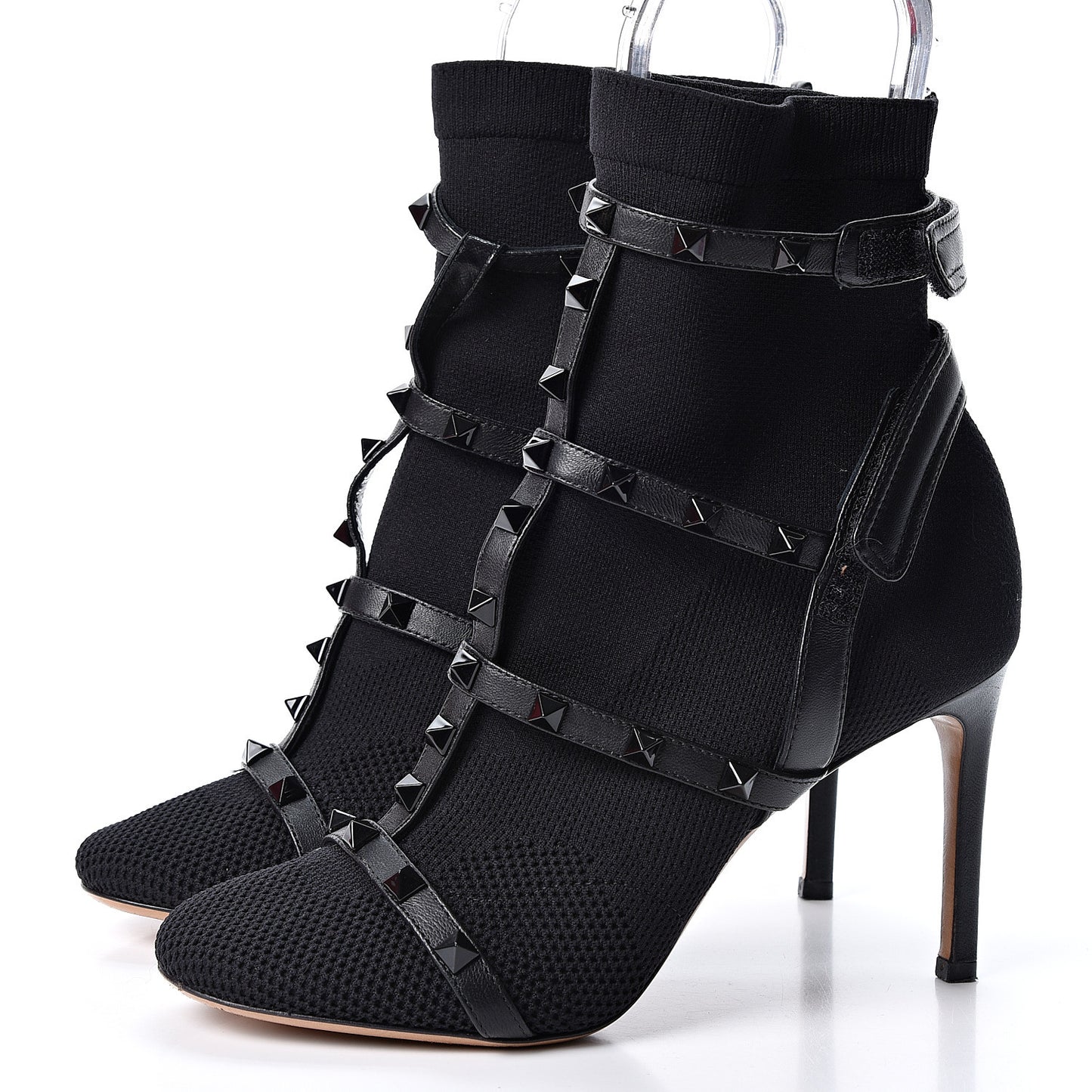 Calfskin Knit Rockstud Bodytech BBooties 36 Black