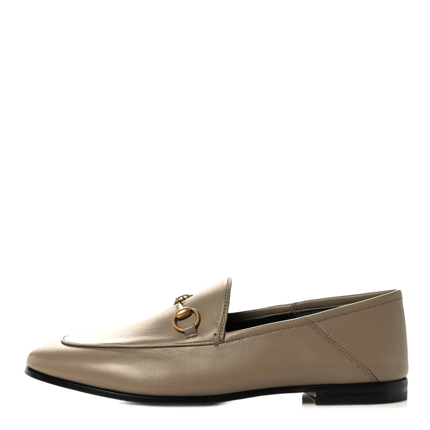 Gucci Lambskin Womens Brixton Horsebit Loafers 38.5 Mud 1 of 8
