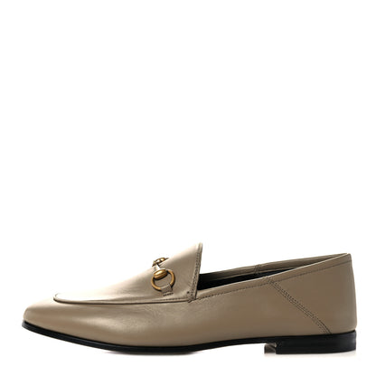 Gucci Lambskin Womens Brixton Horsebit Loafers 38.5 Mud 1 of 8
