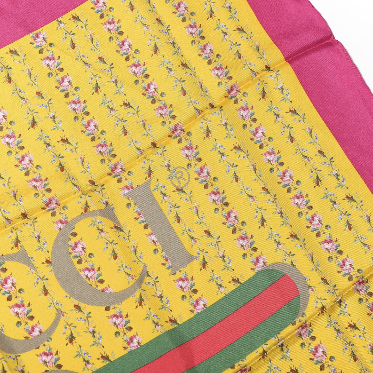 Silk Twill Gucci Rose Series Square Scarf Sun Pink