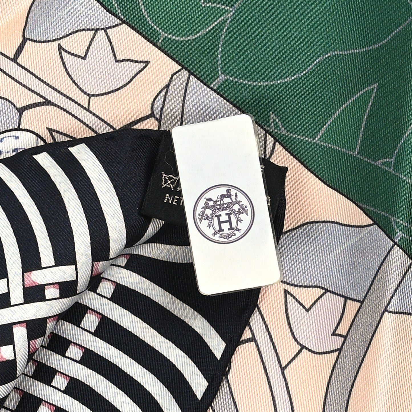 Carre Double Face Brandebourgs Scarf 90 Vert Poudre Blue