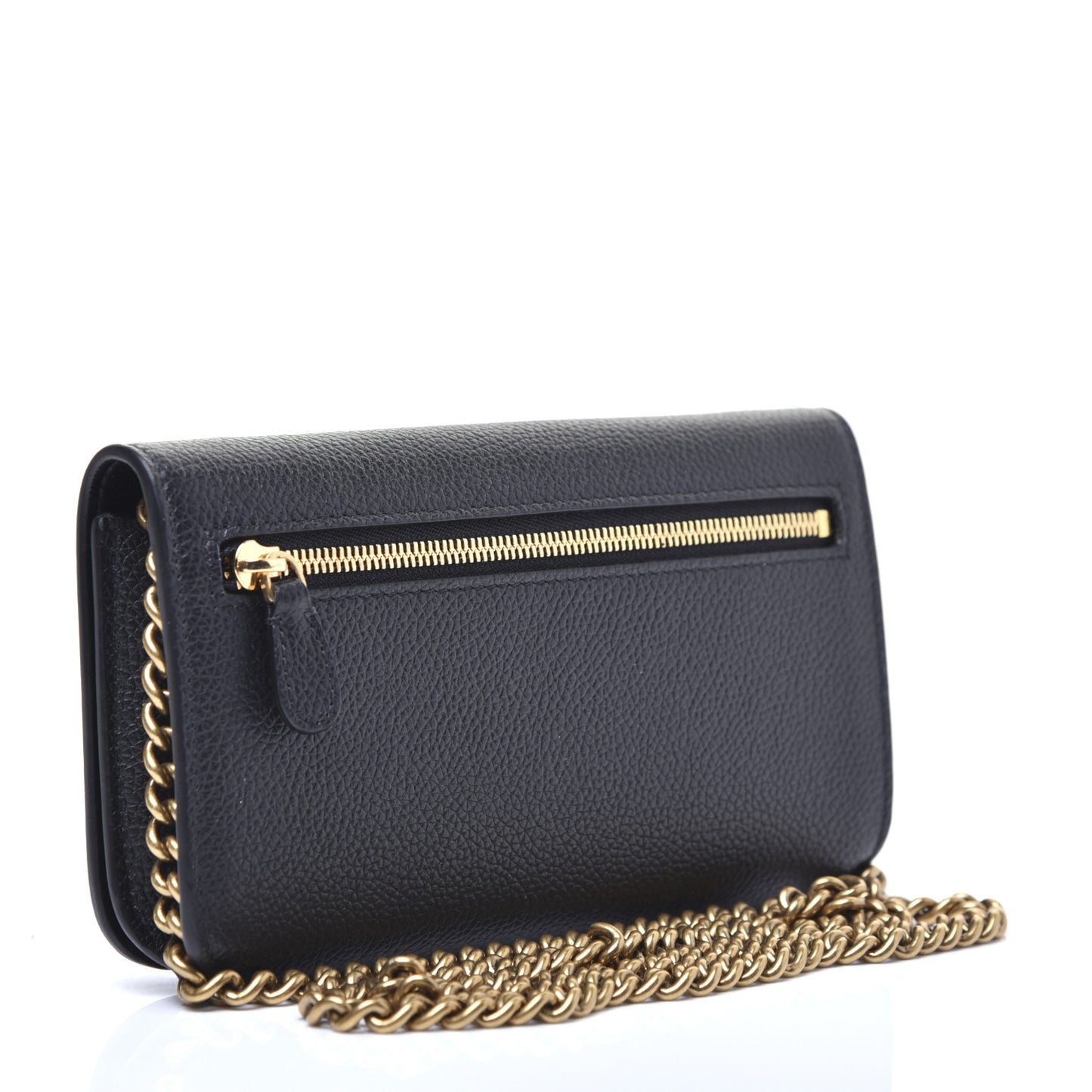 Grained Calfskin Logo Cash Phone Holder Wallet On Chain Black White