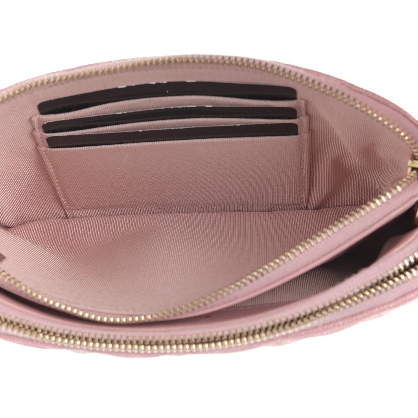 Iridescent Caviar Quilted Small Clutch With Chain Pink