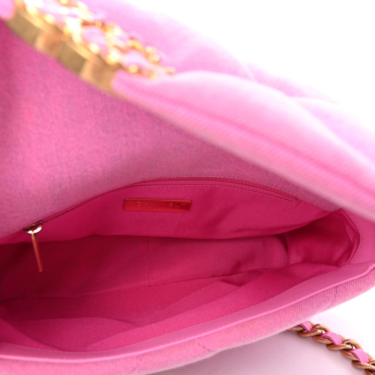 Chanel Denim Quilted Medium Chanel 19 Flap Neon Pink 4 of 4