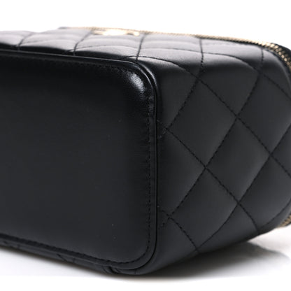 Chanel Lambskin Quilted Small Top Handle Vanity Case With Chain Black 10 of 10