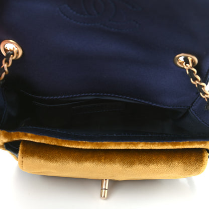 Chanel Velvet Quilted Small Camellia Flap Navy Yellow Charcoal 5 of 9