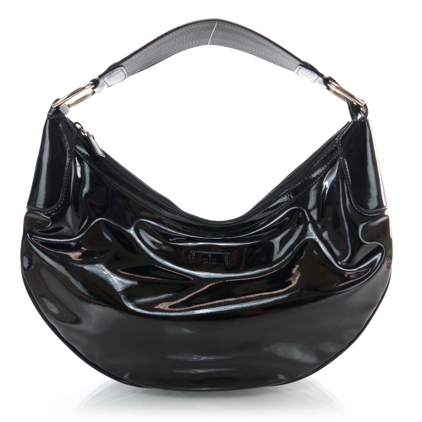 Patent Half Moon Hobo Black