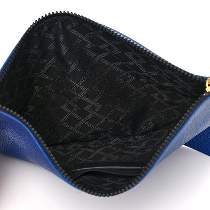 Versace Grained Calfskin Baroque Print Zip Pouch Blue 5 of 7