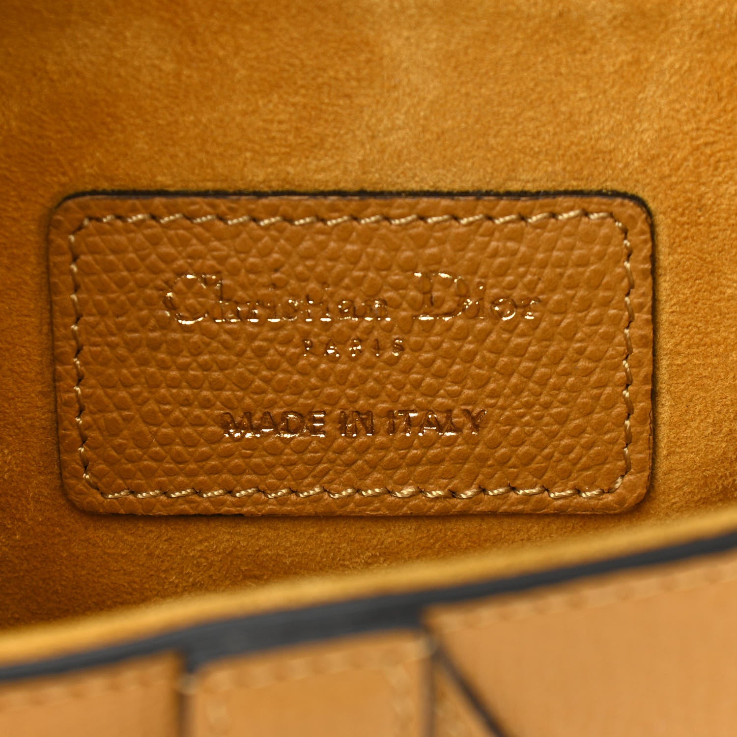 Christian Dior Grained Calfskin Mini Saddle Bag Dark Yellow 6 of 13