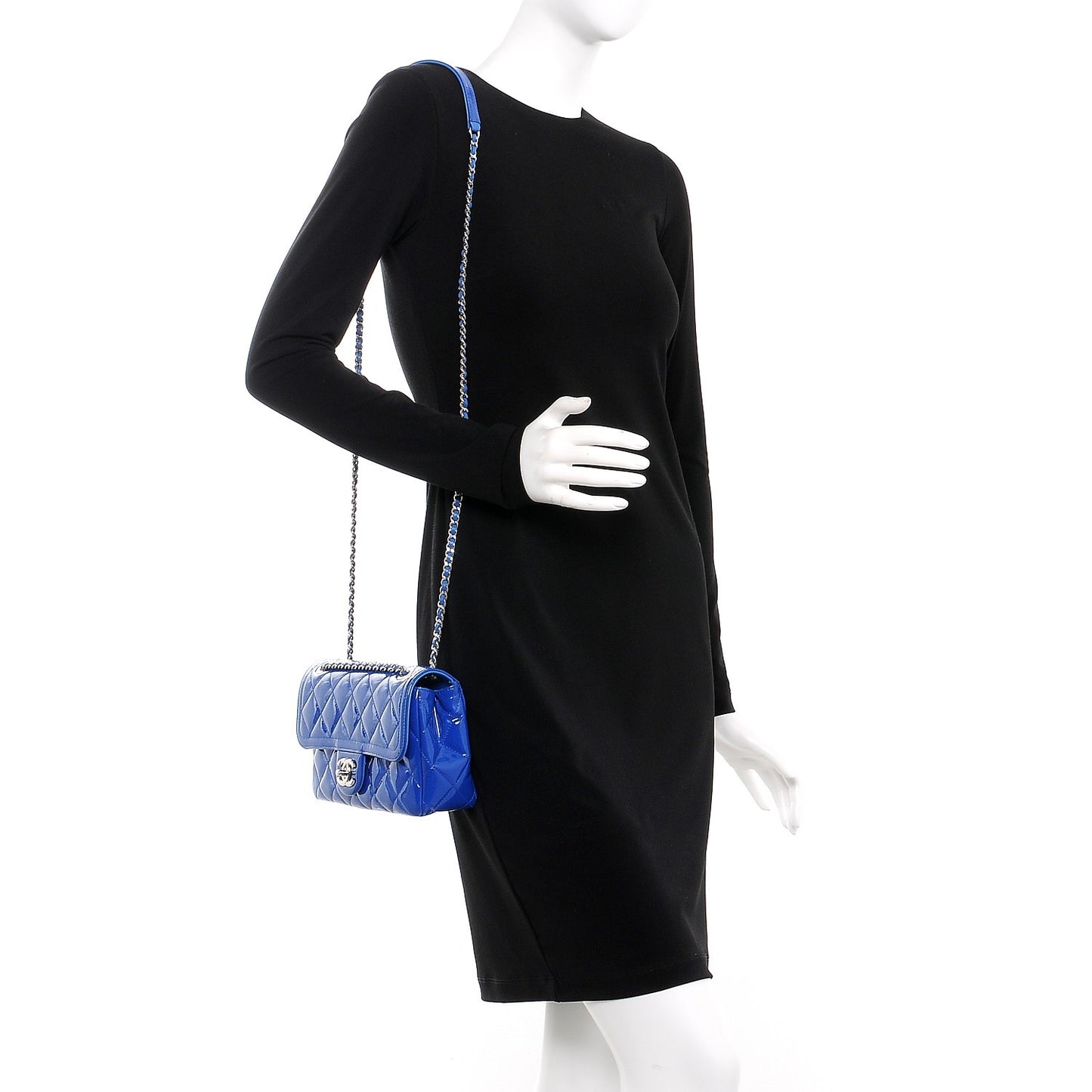 Patent Quilted Small Coco Shine Flap Blue
