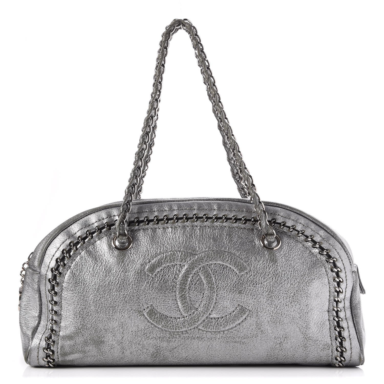 Chanel Metallic Goatskin Medium Luxe Ligne Bowler Tote Silver 1 of 23