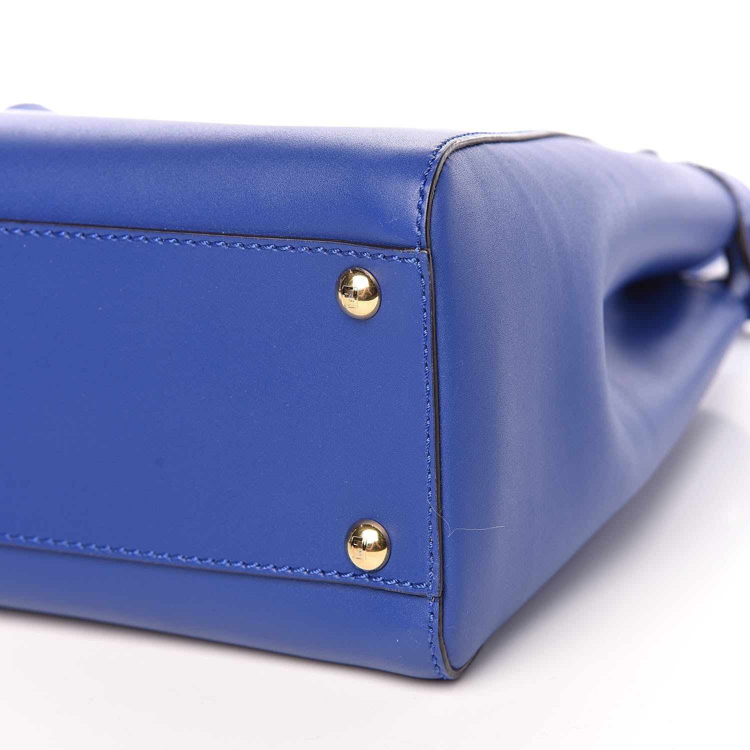 Fendi Vitello Morgan Fabric Jacquard Pequin Medium Peekaboo Iconic Satchel Blue Neon Tobacco 11 of 11