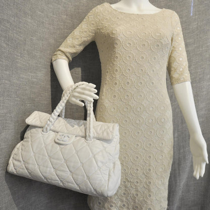 Chanel Quilted Lambskin Large Hidden Chain Tote White 3 of 12
