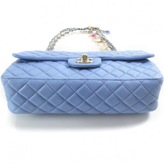 Lambskin Valentine Charms Medium Flap Baby Blue