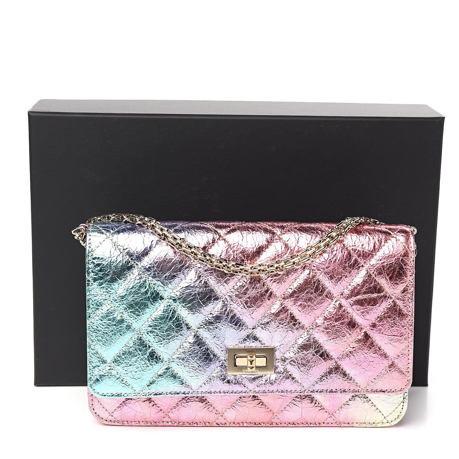 Chanel Metallic Goatskin Quilted 2.55 Reissue Wallet on Chain WOC Multicolor 10 of 10