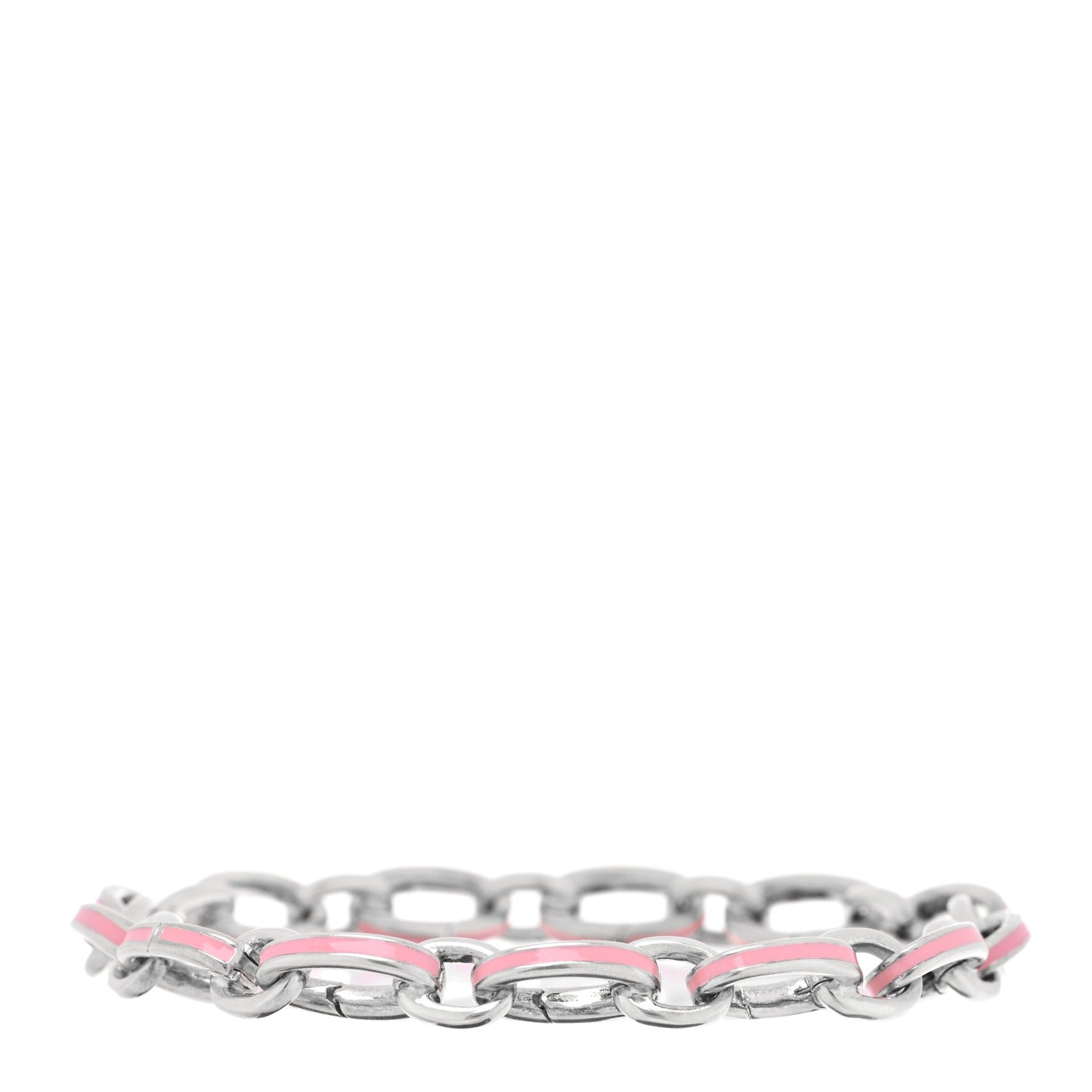 Sterling Silver Enamel Clasping Link Bracelet Pink