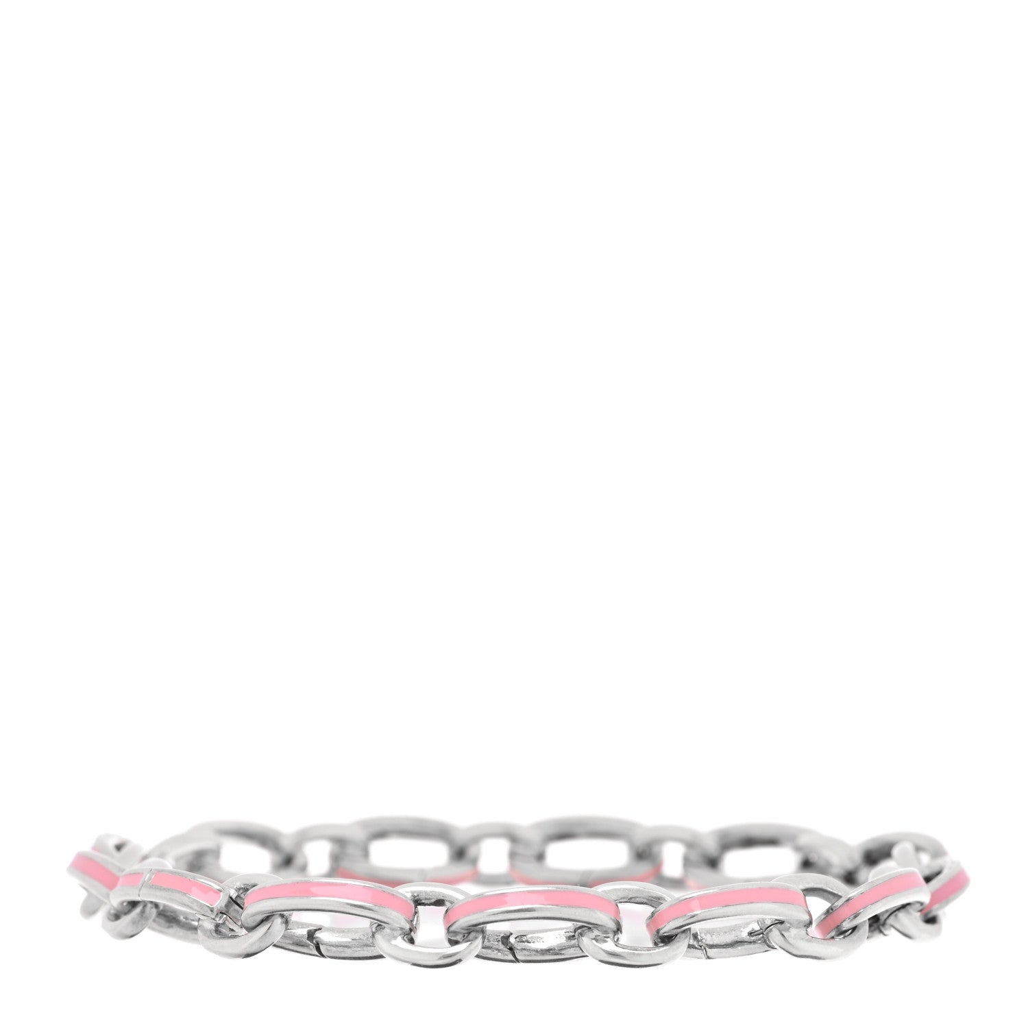 Tiffany Sterling Silver Enamel Clasping Link Bracelet Pink 2 of 4