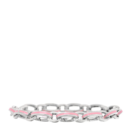 Tiffany Sterling Silver Enamel Clasping Link Bracelet Pink 2 of 4