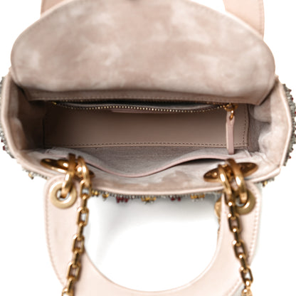 Christian Dior Calfskin Beaded Mini Lady Dior Beige Multicolor 6 of 14