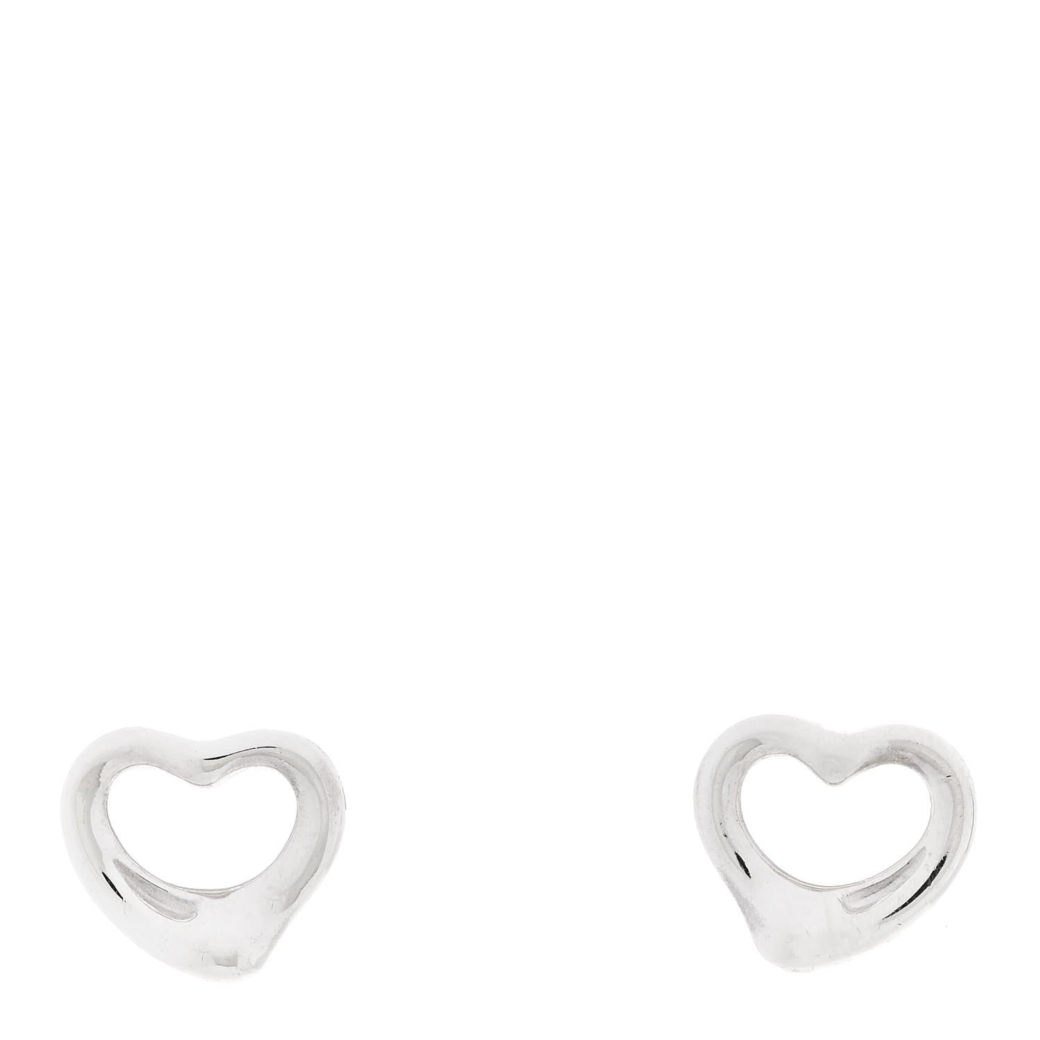 Tiffany Sterling Silver 11mm Elsa Peretti Open Heart Earrings 1 of 5
