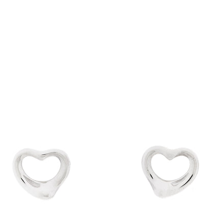 Tiffany Sterling Silver 11mm Elsa Peretti Open Heart Earrings 1 of 5