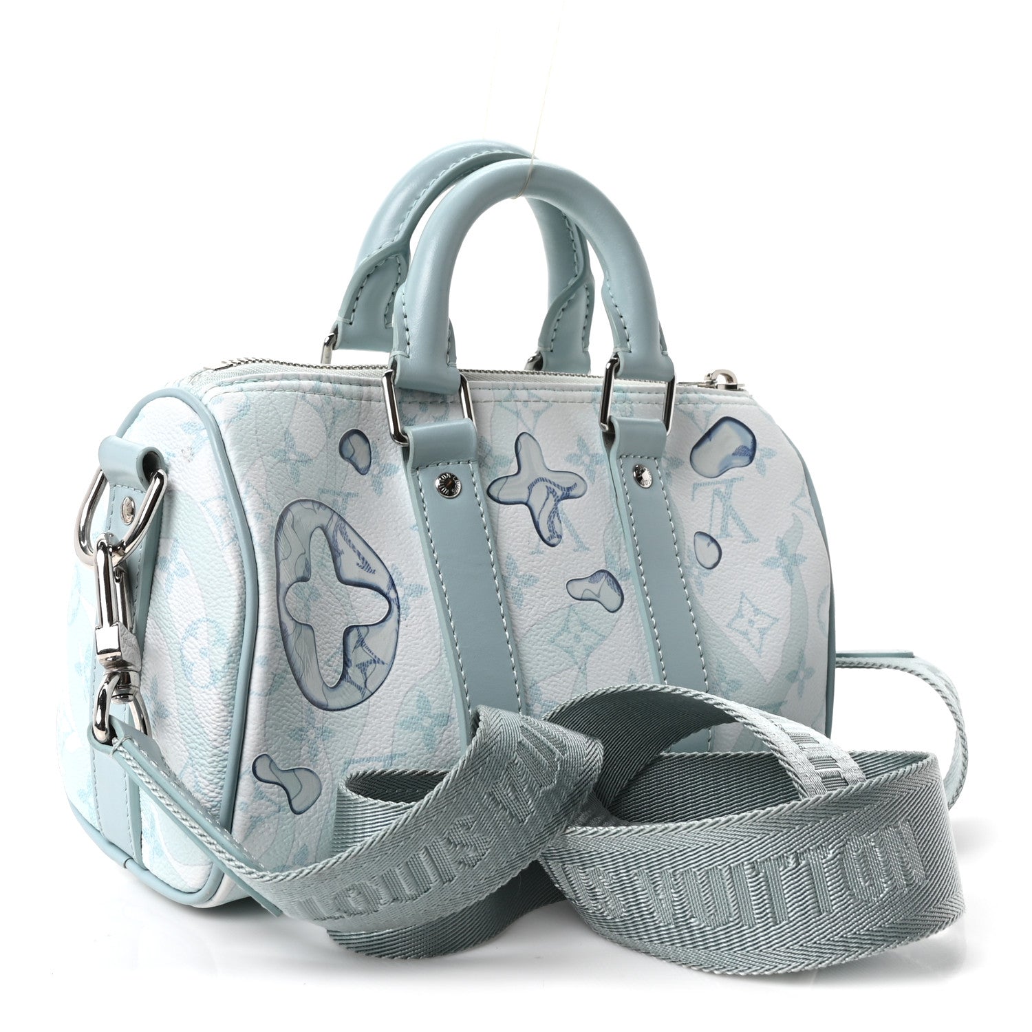 Louis Vuitton Monogram Aquagarden Keepall Bandouliere 25 Crystal Blue 3 of 9