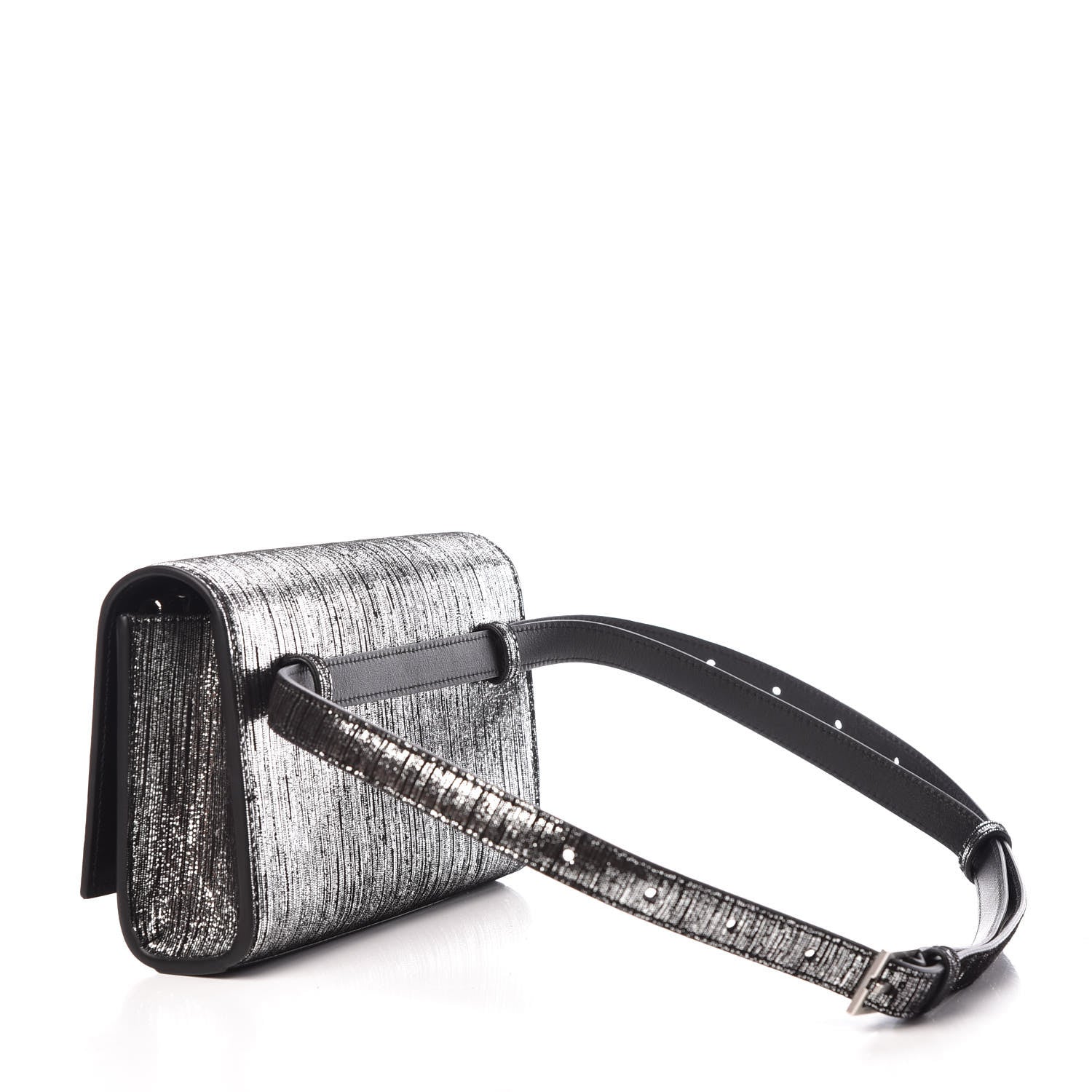 Saint Laurent Metallic Lambskin Lame Monogram Kate Belt Bag Black Platine 3 of 7