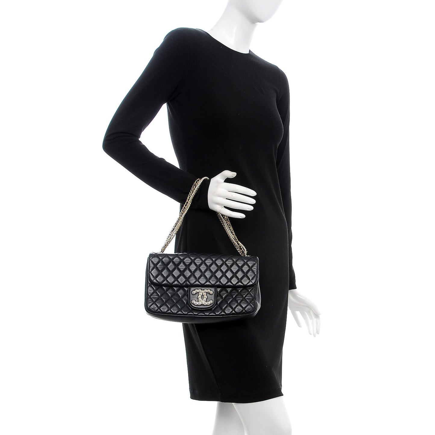 Lambskin Medium Westminster Pearl Flap Black