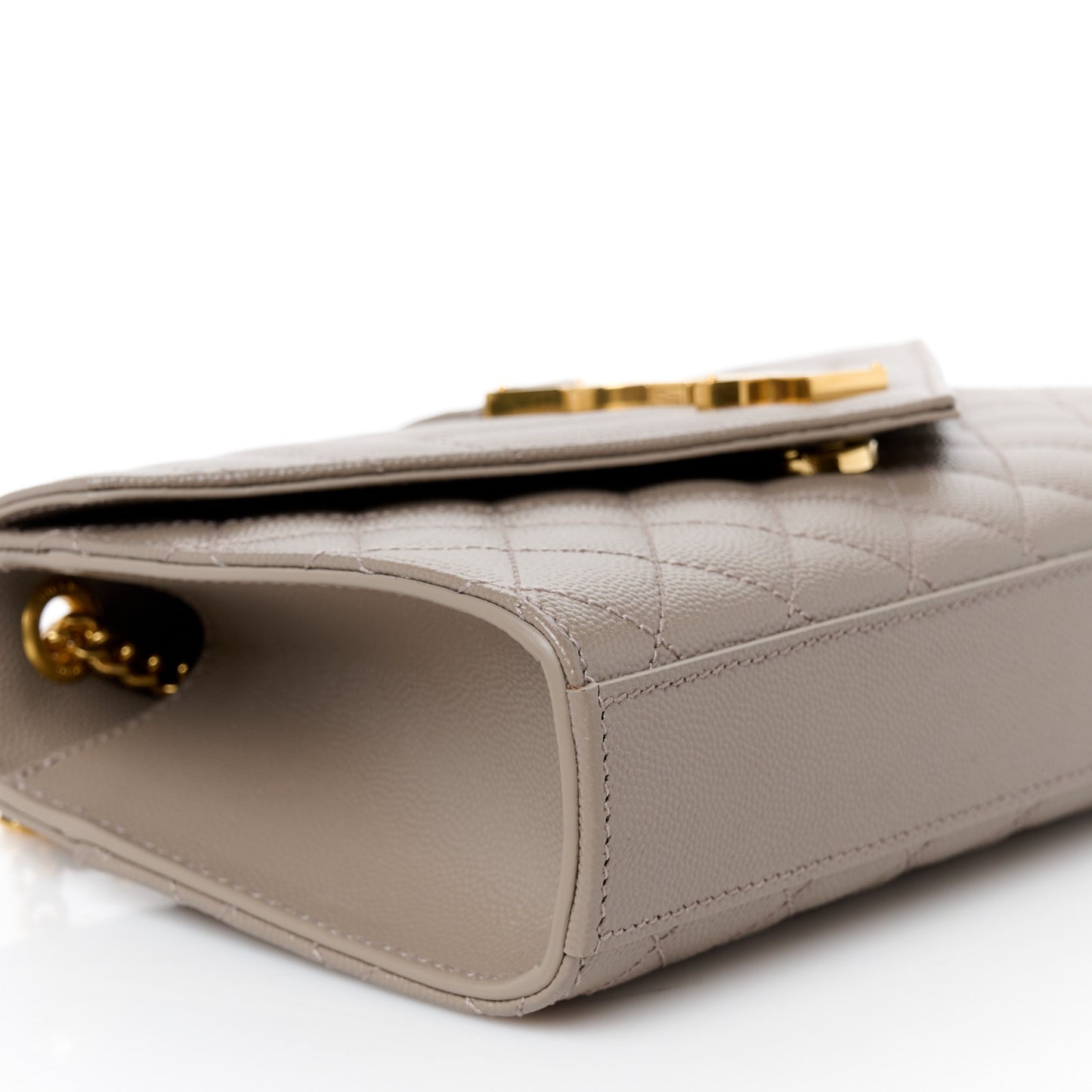 Grain De Poudre Textured Mixed Matelasse Triquilt Small Monogram Satchel Greyish Brown