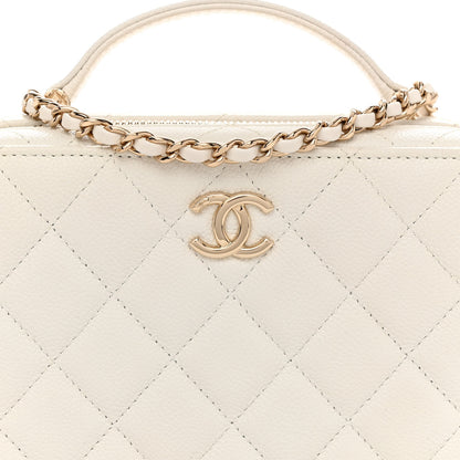 Chanel Caviar Quilted Top Handle Vanity Case White 9 of 11