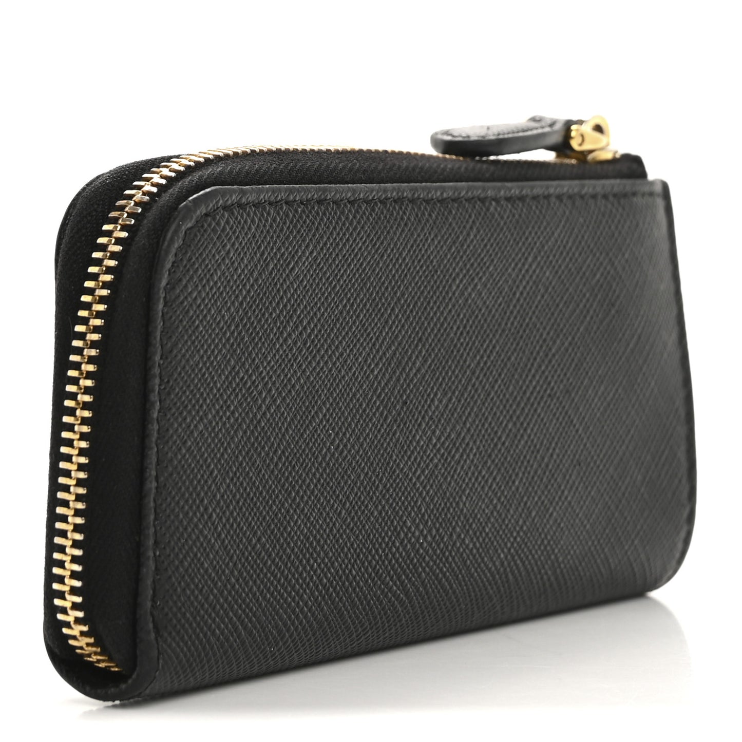 Saffiano Metal Zip Around Key Holder Black