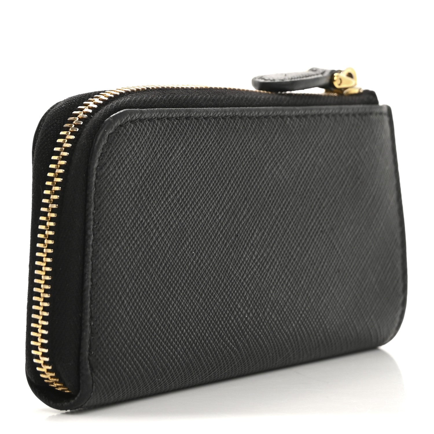 Prada Saffiano Metal Zip Around Key Holder Black 3 of 12