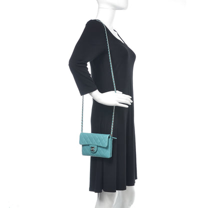 Chanel Lambskin Quilted Mini Flap Crossbody Bag Turquoise 2 of 16
