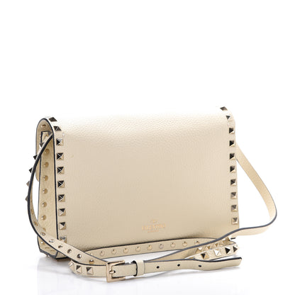 Valentino Garavani Pebbled Calfskin Medium Rockstud Flip Lock Crossbody Bag Light Ivory 2 of 9