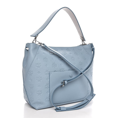 MCM Grained Calfskin Medium Klara Hobo Sky Blue 4 of 10