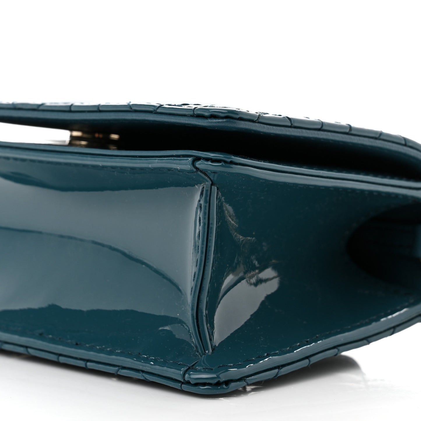 Patent Cannage Nano Lady Dior Pouch Turquoise