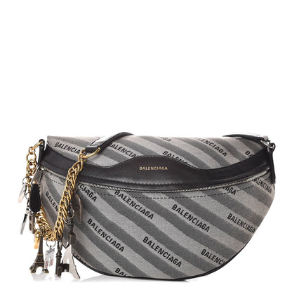 Balenciaga Canvas Jacquard Diagonal Allover Logo XS Souvenir Belt Bag Gris 1 of 11