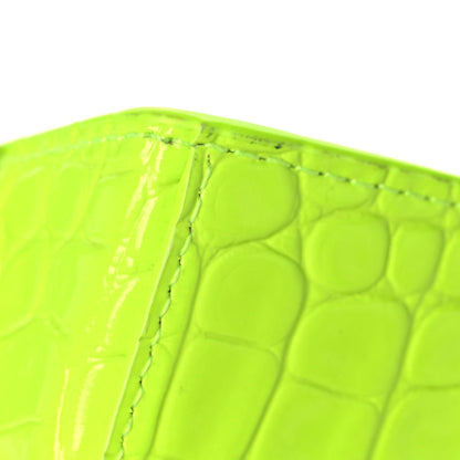 Balenciaga Shiny Calfskin Crocodile Embossed Hourglass Top Handle Bag XS Fluo Yellow 12 of 12